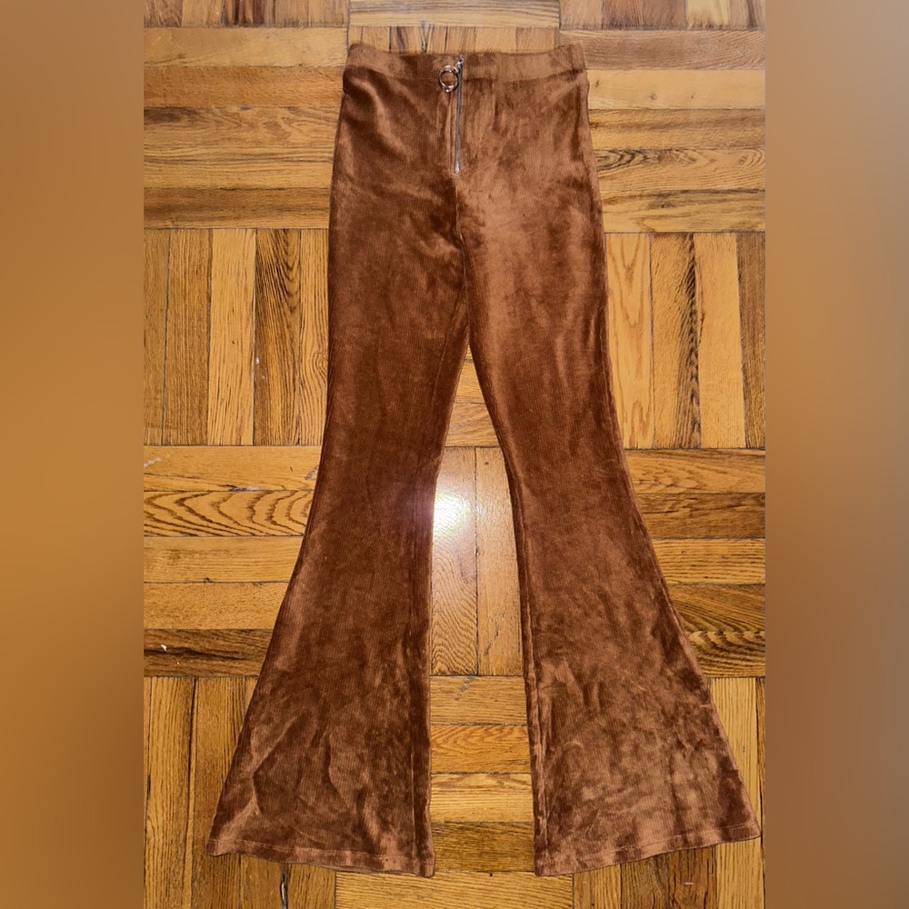 Forever 21 Women’s Brown Velvet Flare Pants